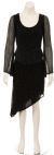 Round Neck Full Sleeves 2-Piece Beaded Cocktail Dress  in Black